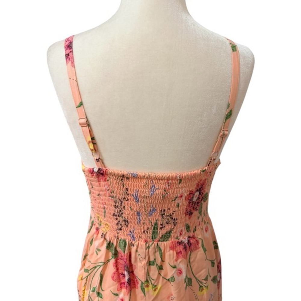 Old Navy Peach Floral Size Small Smocked Back Ruffle Hem Sun Dress - Picture 7 of 11